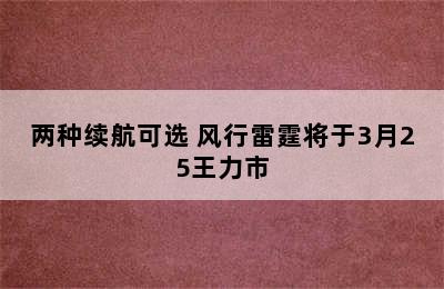 两种续航可选 风行雷霆将于3月25王力市